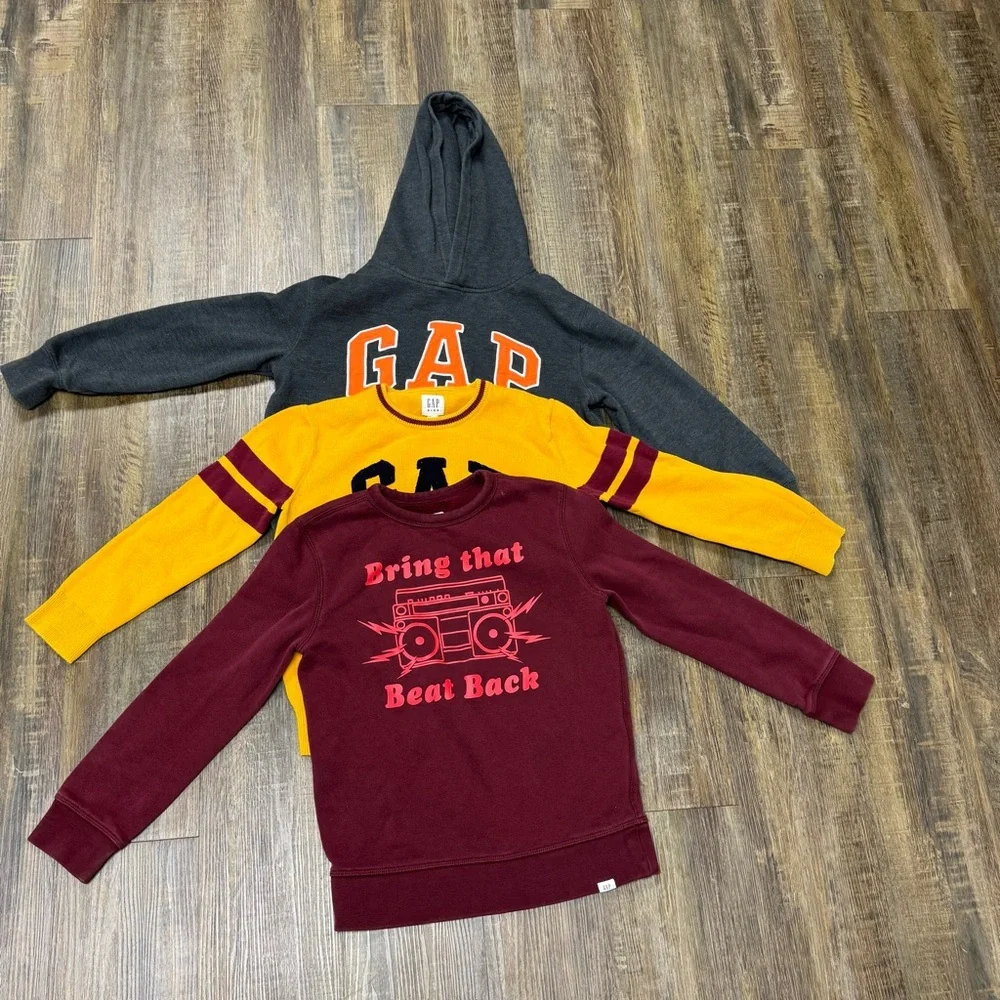 GAP Kids Sweatshirts - Yellow, Gray, and Maroon Set Cotton Polyester Bundle of 3